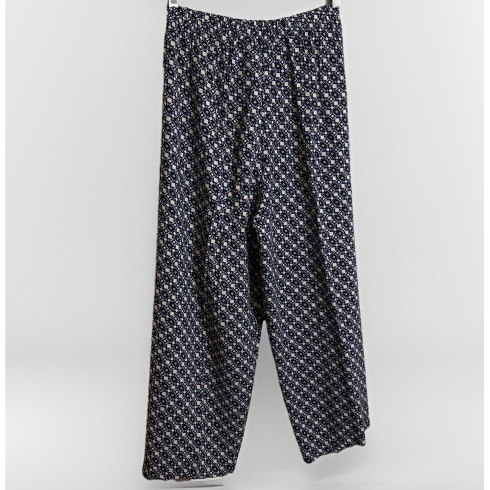 VTG Vintage Sport Pants SzM Geometric Print Pull-On Wide Leg Casual‎ Comfort